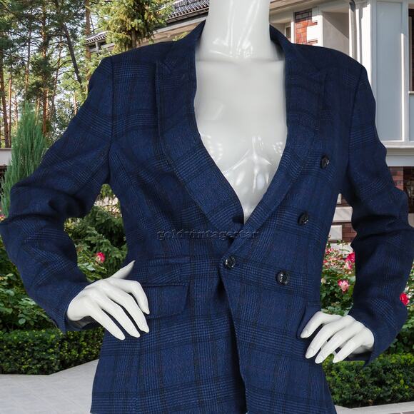 Womens Banana Republic Plaid Blue Career Work Office Blazer Suit Jacket 10 M - Picture 10 of 13
